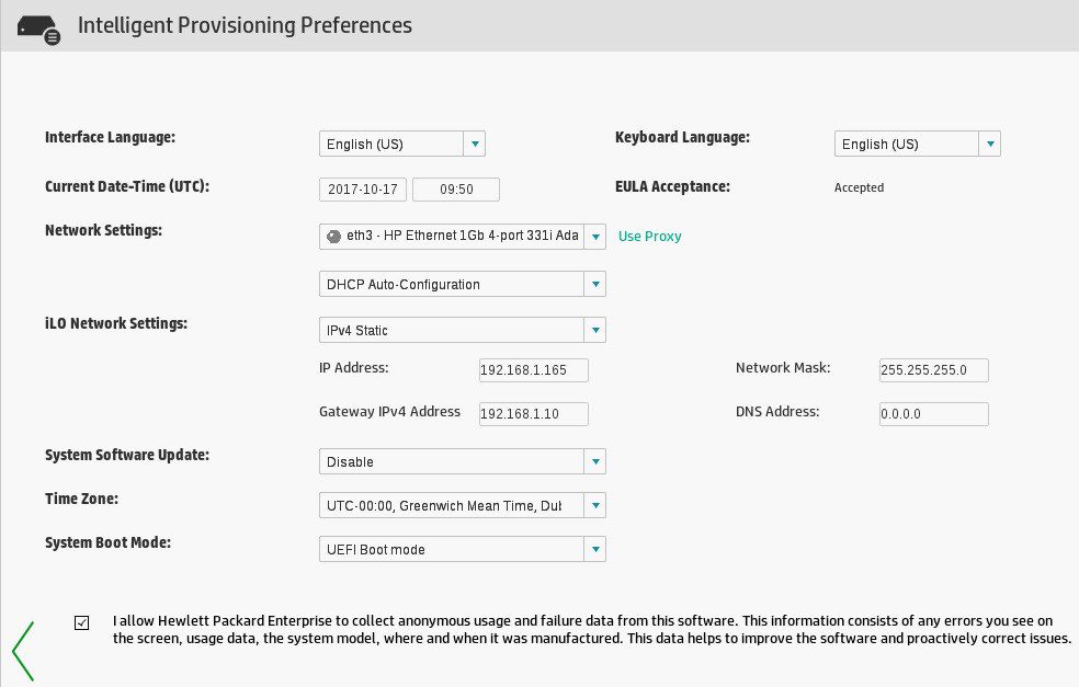 پشتیبانی هوشمند Intelligent Provisioning Preferences