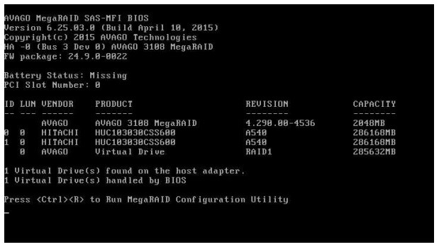 نحوه پیکربندی و تنظیمات رید کنترلر Avago 3108 SAS