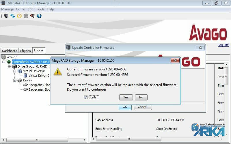 آپدیت فريمور رید کنترلر LSI 3108 توسط MegaRAID Storage Manager