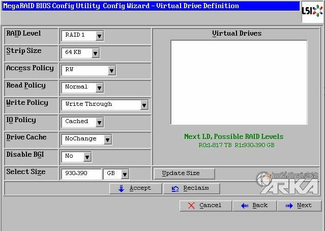 Virtual Drive Definition update size