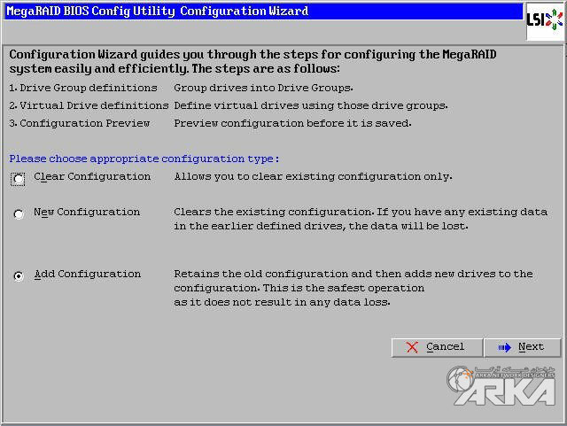 megaraid bios add configuration